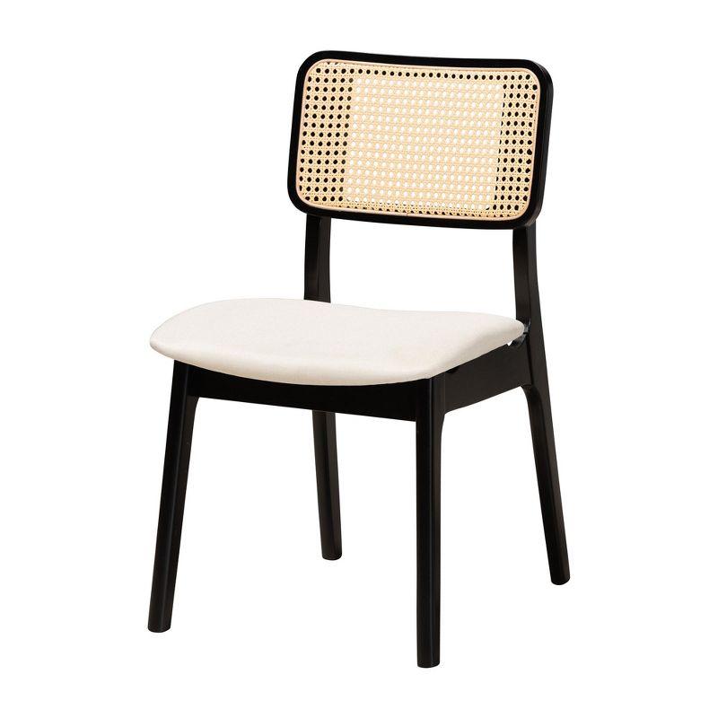 Baxton Studio Dannon Mid-Century Modern Cream Fabric and Black Finished Wood 5-Piece Dining Set