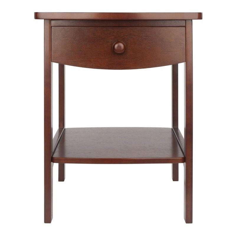 Winsome End Table Walnut: Hardwood Frame, MDF Top, Rectangular Side Table with Shelf & Drawer