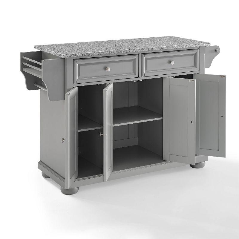 Alexandria Kitchen Island with Solid Granite Top Vintage Gray - Crosley: Adjustable Shelves, Storage Space, Nickel Hardware