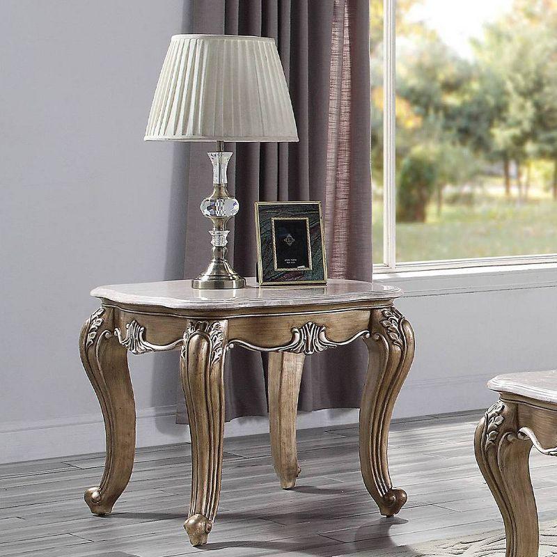 Elozzol 28" Antique Bronze and Marble End Table