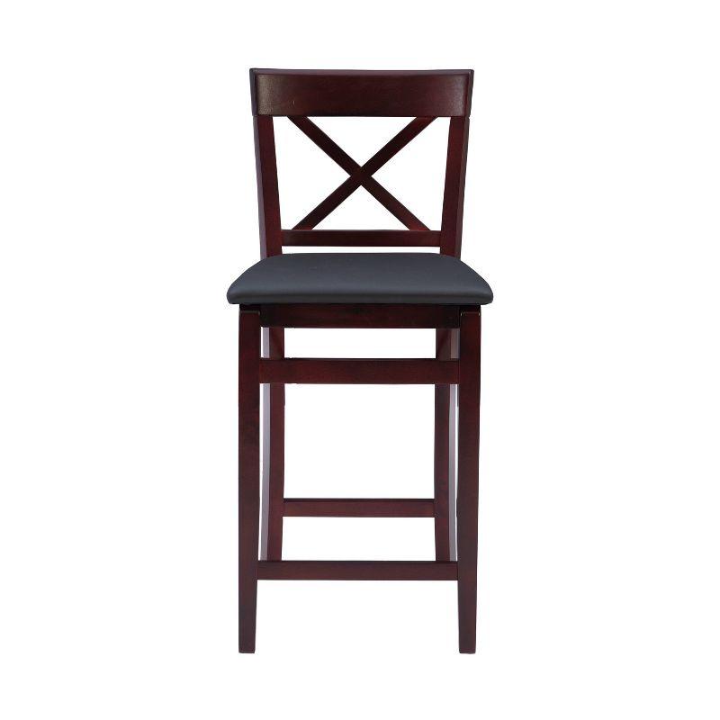 Triena X Back Faux Leather Folding Counter Height Barstool Espresso - Linon: Padded Seat, 24" High