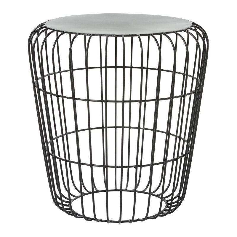 Black Round Metal Industrial Accent Table