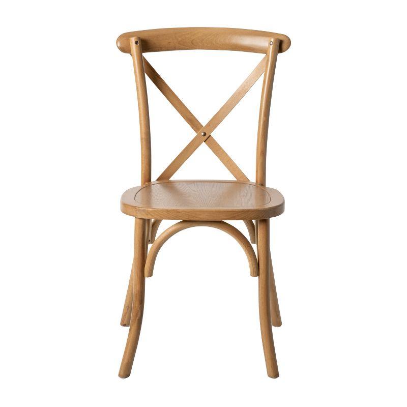 Light Brown Elm Wood Cross Back Dining Chair