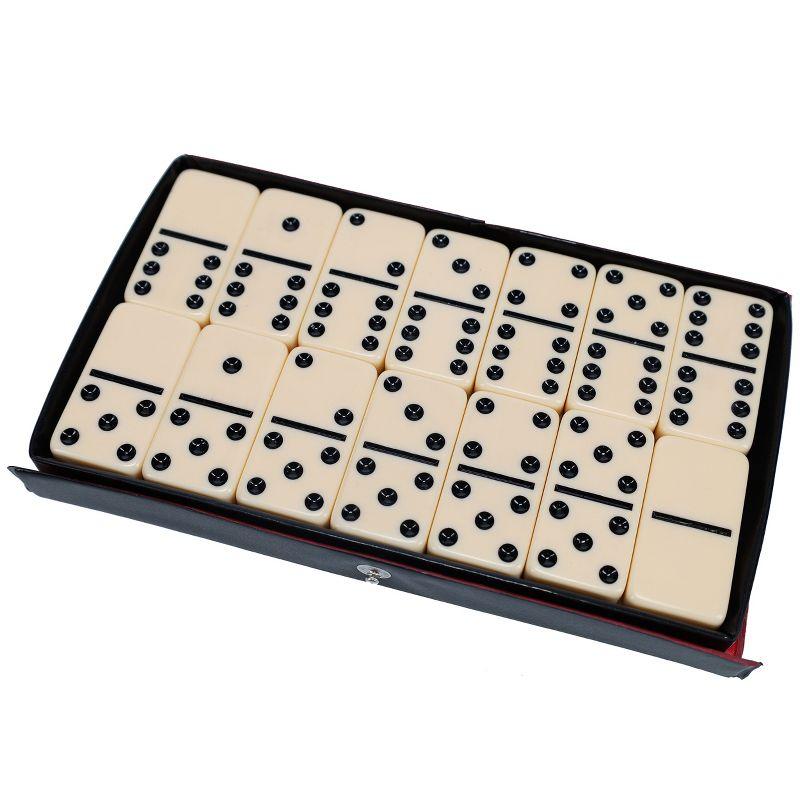 WE Games Double 6 Dominoes - Ivory with Black Vinyl Case