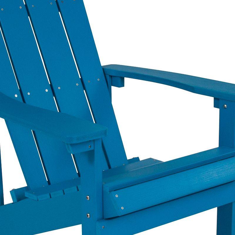 Flash Furniture Set of 2 Charlestown All-Weather Poly Resin Wood Adirondack Chairs in Blue