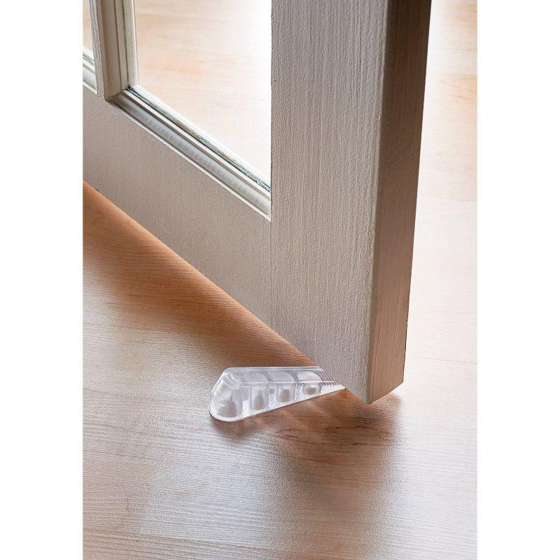 Clear Rubber Non-Slip Door Stop Wedge, 2 Pack