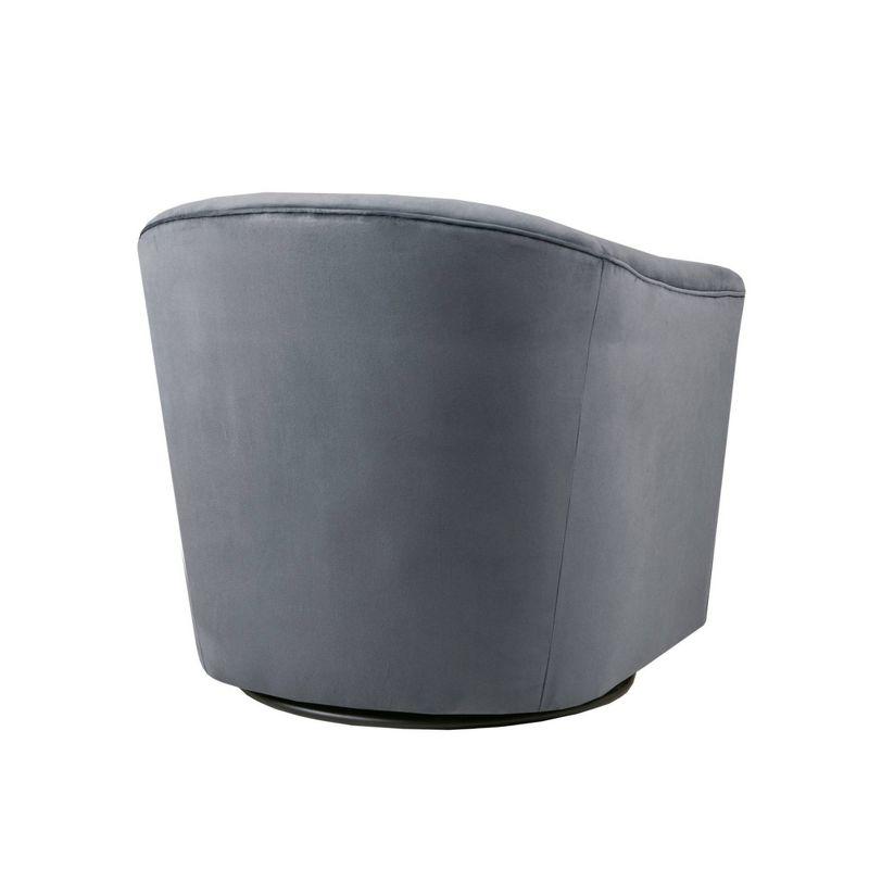 Elegant Gray Velvet Barrel Swivel Accent Chair