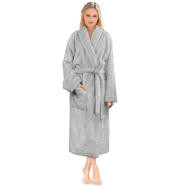 PAVILIA Premium Womens Plush Soft Robe Fluffy Warm, Fleece Faux Shearling Shaggy Bathrobe