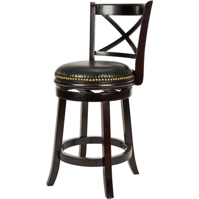 Butler Cappuccino Black Leather Swivel Counter Stool