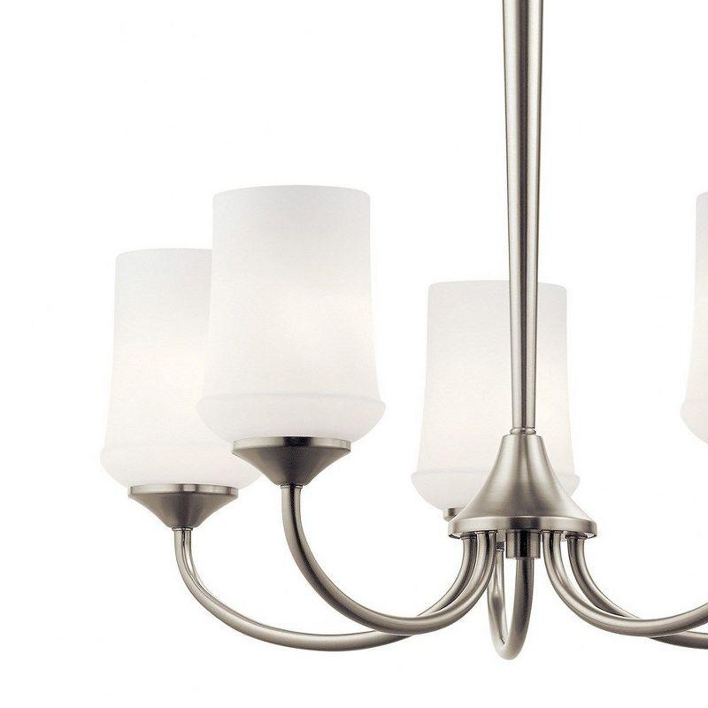 Aubrey Brushed Nickel 5-Light Chandelier with Opal Glass Shades