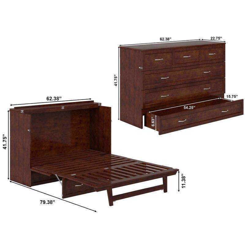 Queen Northfield Murphy Bed Chest Walnut - AFI: Hardwood Frame, Built-In USB Ports & Storage Drawer
