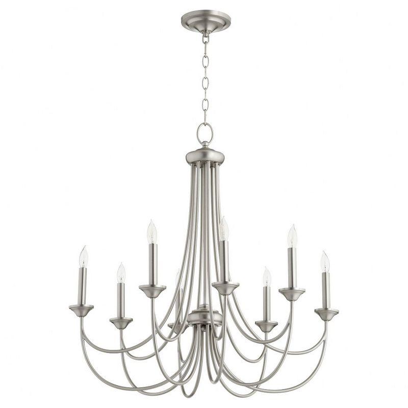 Quorum Lighting Brooks 8-Light Chandelier, Satin Nickel, 8 Bulbs, 28.75 Width, 30 Height