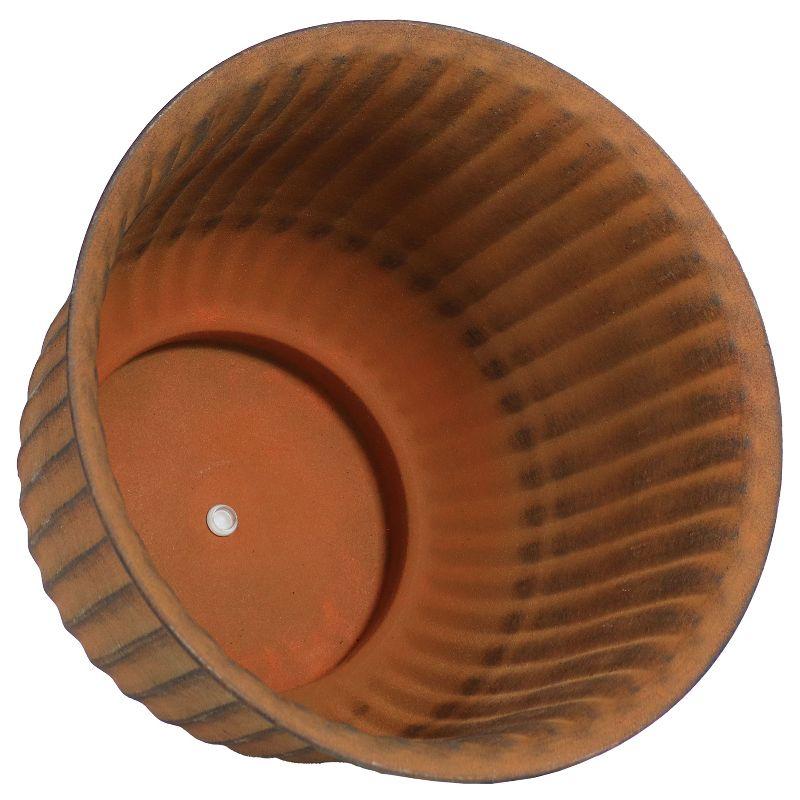 Sunnydaze Carlotta Metal Planter - 14.75 in - Matte Brown - Set of 2