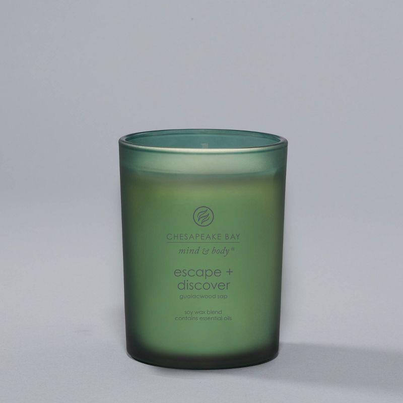 Frosted Glass Escape + Discover Lidded Jar Candle Green 8.8oz - Mind & Body by Chesapeake Bay Candle: Soy Wax, Essential Oils, 44hr Burn