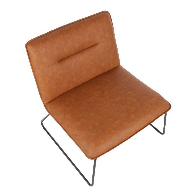 Sleek Industrial Leatherette Armless Accent Chair