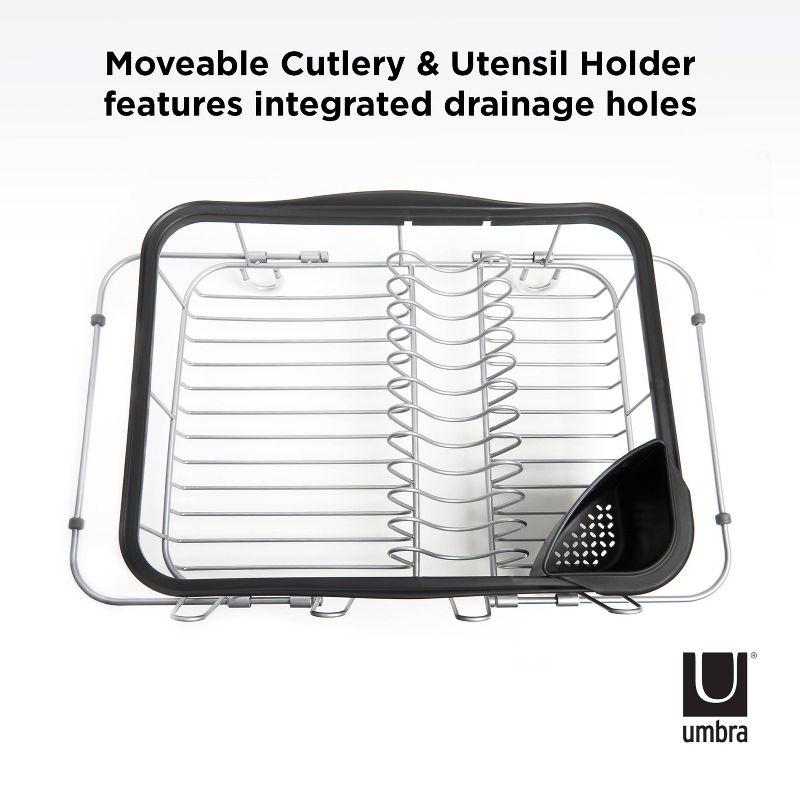 Black and Nickel Metal Dish Rack with Utensil Cup