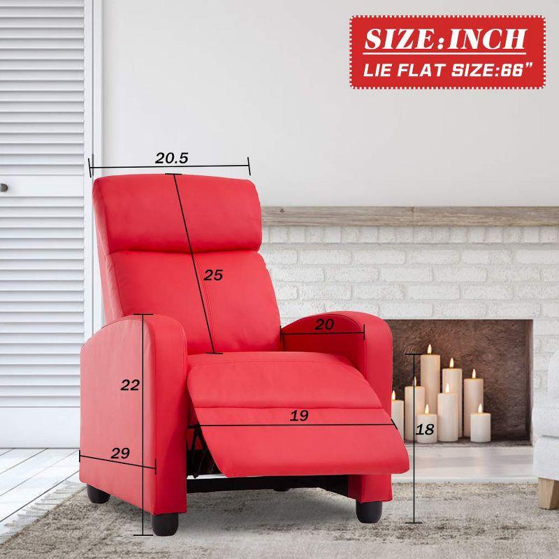 FDW Wingback Recliner Chair Leather Single Modern Sofa Home Theater Seating for Living Room,Red