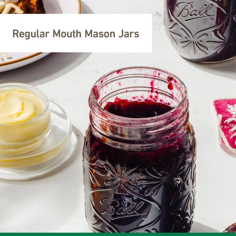 Ball 4pk 16oz Pint 140th Anniversary Regular Mouth Mason Jar: Glass Canning Jars, Dishwasher-Safe, Clear