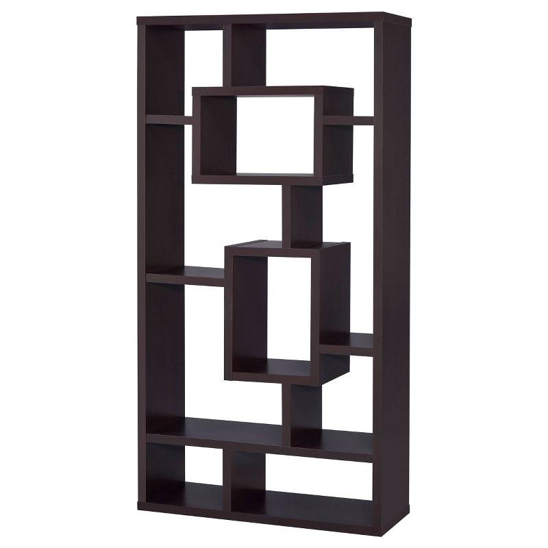 Howie Espresso 10-Shelf Geometric Bookcase