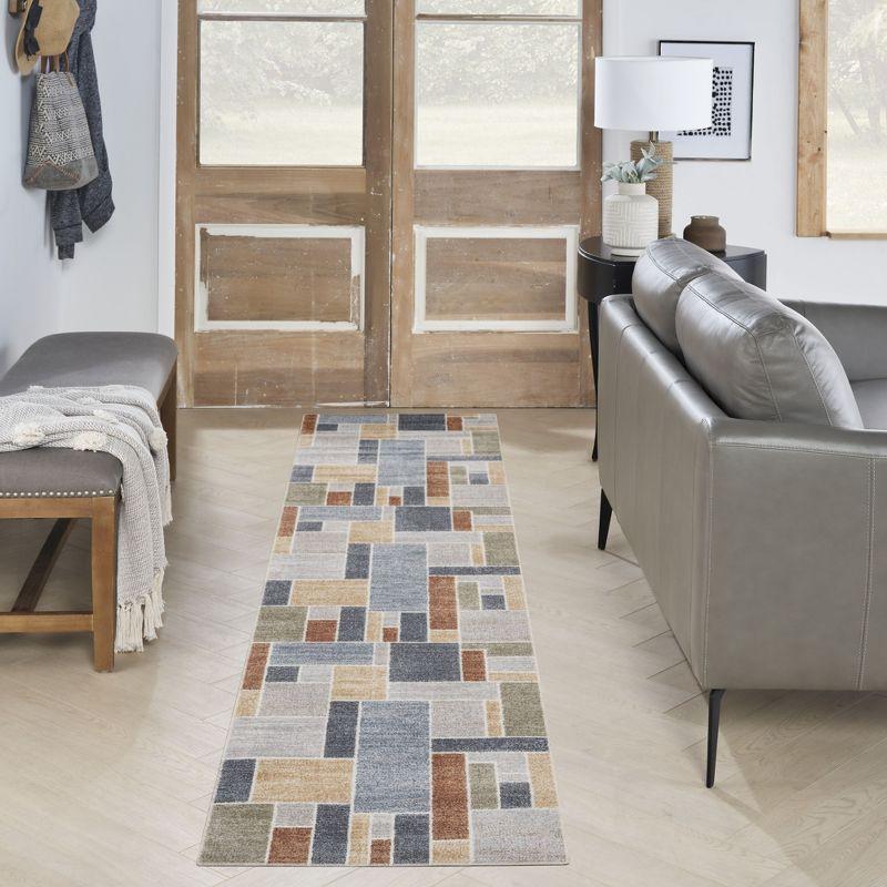 Nourison Astra Machine Washable 2'2" x 10' Multicolor Contemporary Indoor Bathroom, Kitchen Runner Rug