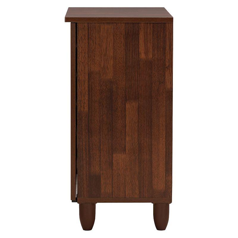 Gisela Two-Tone Shoe Cabinet with 2 Doors Oak/White - Baxton Studio: Modern Design, 3 Shelves, Vinyl Legs