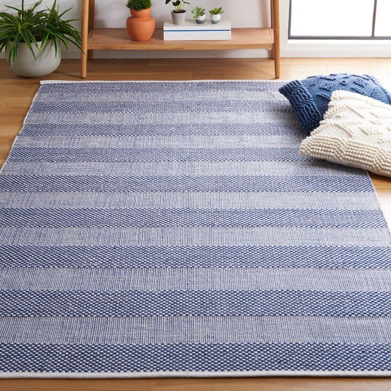 Striped Kilim STK802 Hand Woven Area Rug - Ivory/Blue - 5'x8' - Safavieh.