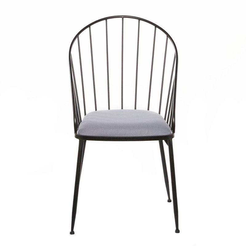 Marlowe Upholstered Metal Windsor Back Side Chair in Black