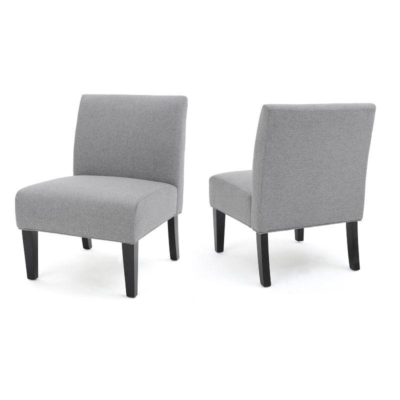 Set of 2 Kendal Gray Geometric Rubberwood Slipper Accent Chairs