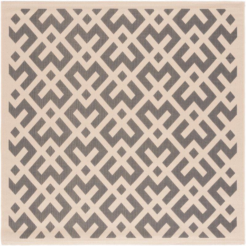 Courtyard CY6915 Power Loomed Indoor and Outdoor Area Rug - Grey/Bone - 5'3"x5'3" - Safavieh