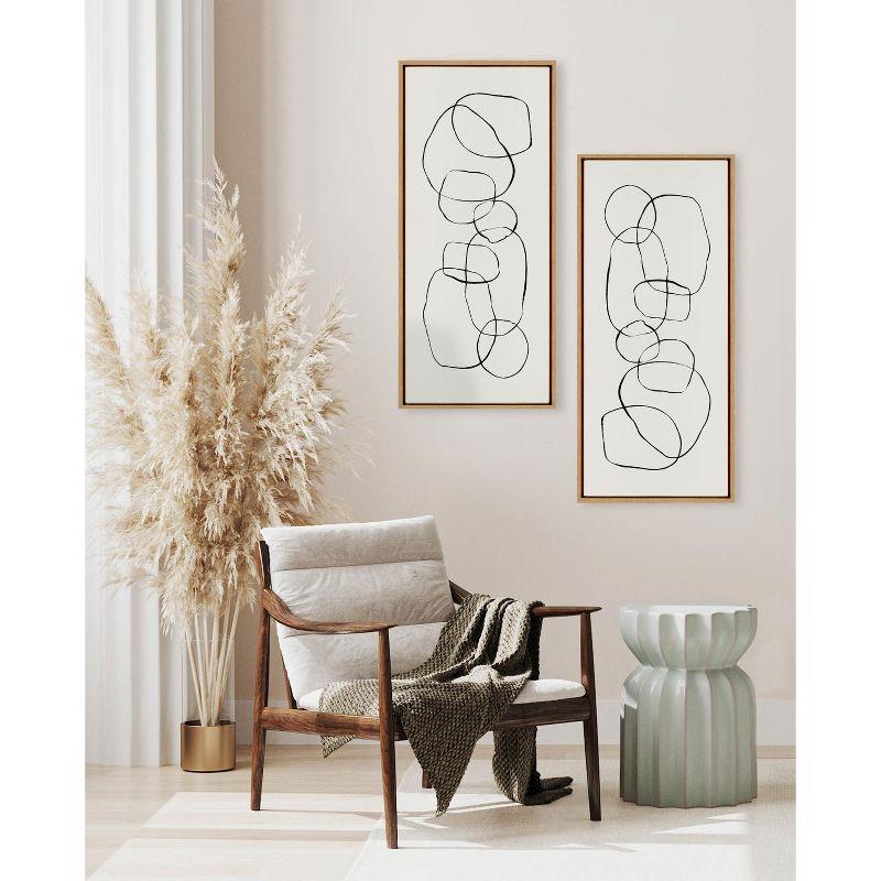 Kate and Laurel Sylvie Dancing Circles Framed Canvas by Teju Reval of SnazzyHues, 18x40, Natural