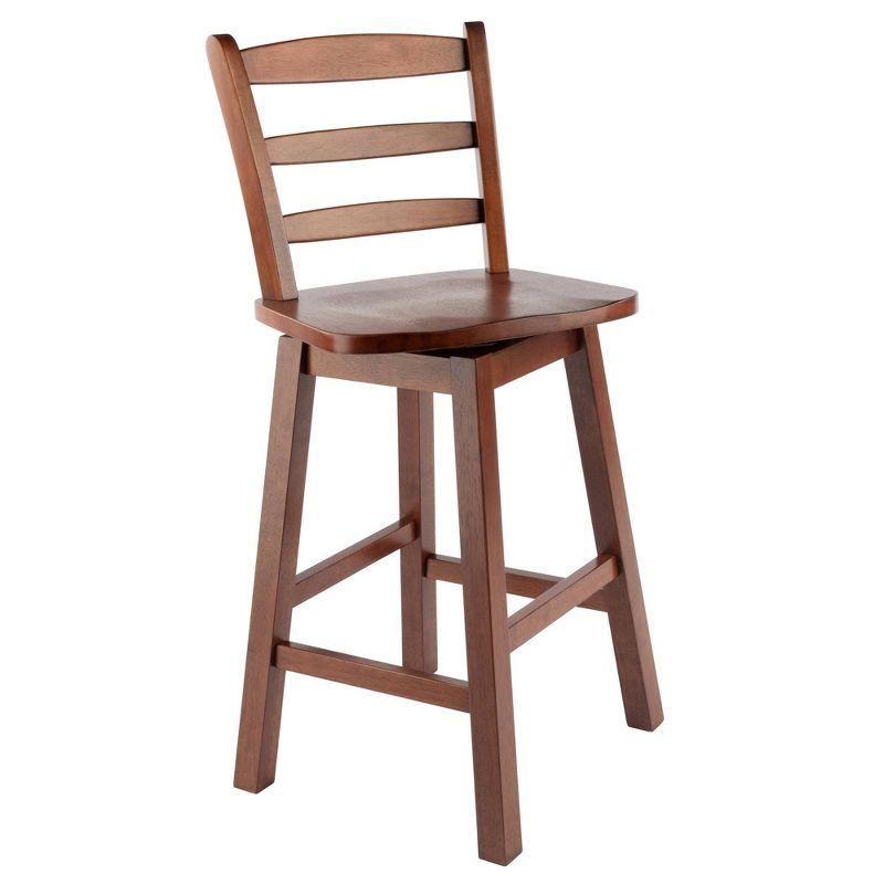 Scalera Ladder Back Swivel Seat Barstool Walnut - Winsome: Fixed Height, Wood Frame, 220lb Capacity