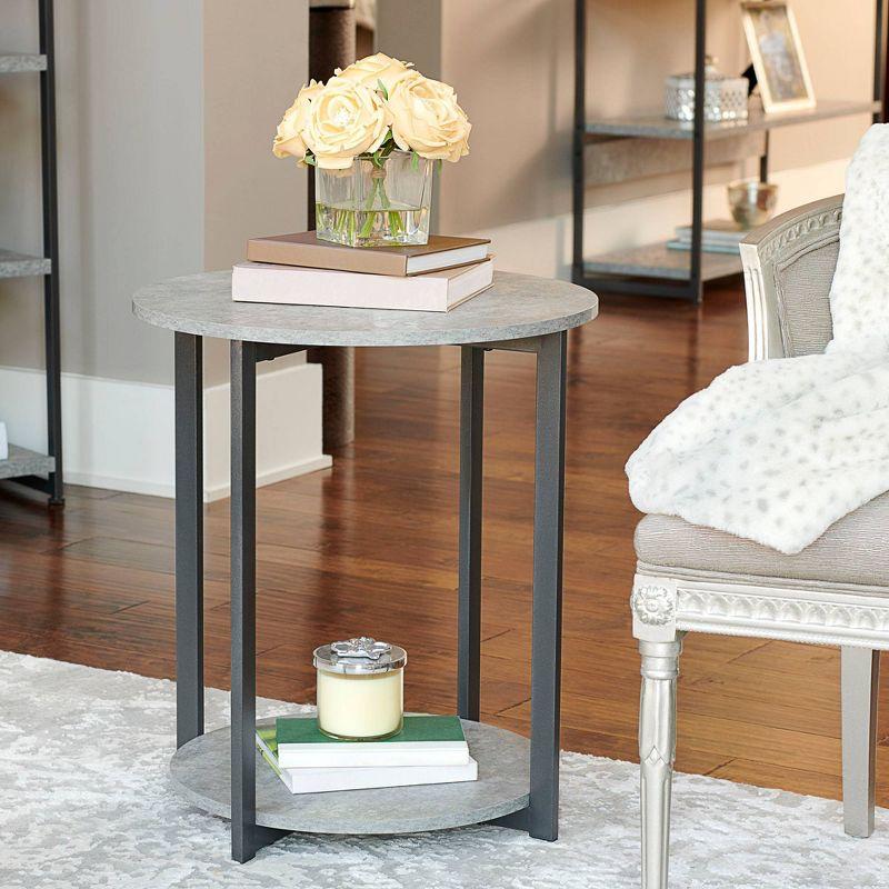 Minimalist 2-Tier Round End Table: Stylish, Multipurpose, Walnut Finish, Living Room