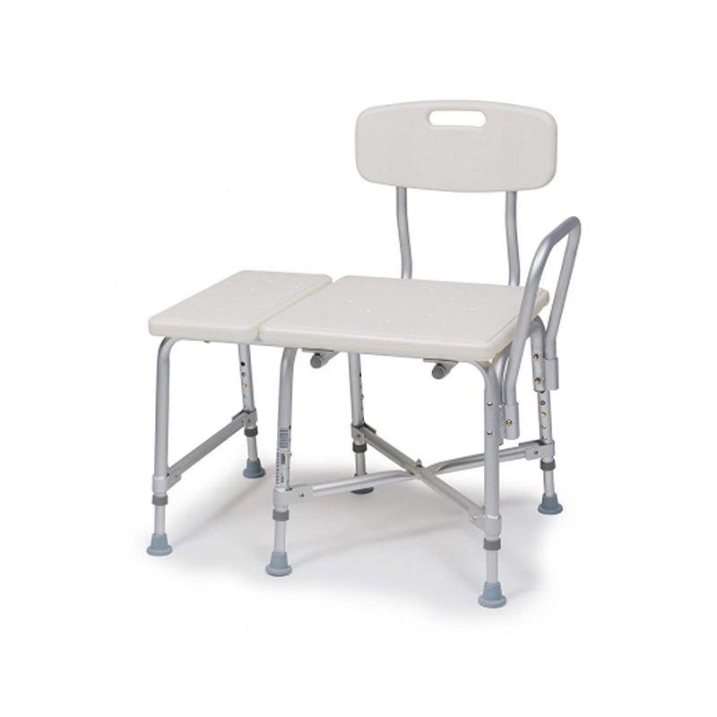 Adjustable White Plastic Bariatric Transfer Shower Bench with Aluminum Frame