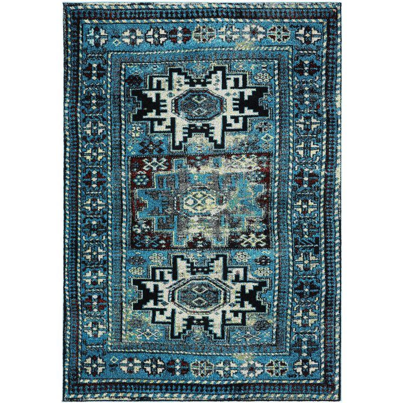 Vintage Hamadan VTH213 Power Loomed Indoor Area Rug - Light Blue/Black - 6'7"x9' - Safavieh