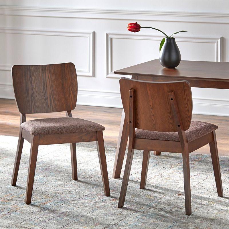 Buylateral 7Pc Bernard Mid-Century Dining Set Walnut: Rubberwood Frame, Polyester Upholstery, Seats 6