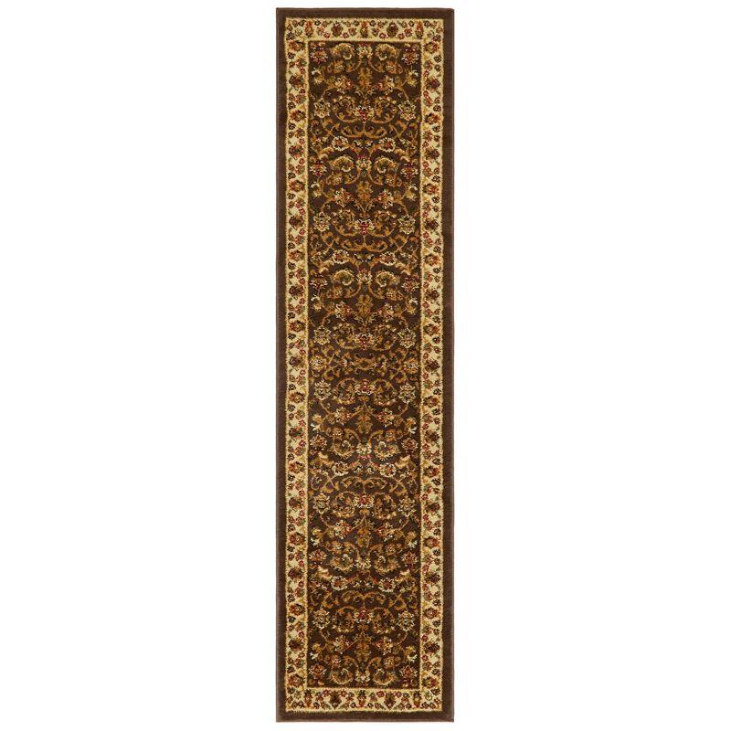 Brown Ivory Traditional Ornate Damask Runner Rug