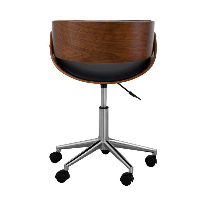 Ergonomic Faux Leather Swivel Task Chair with Lumbar Support - Black/Walnut