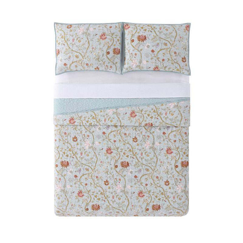 Style 212 Bedford Farmhouse / Country Cotton Blend Floral Quilt Set