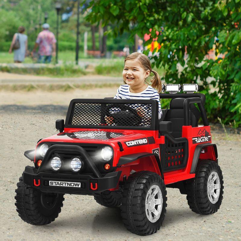Costway 12V Kids Ride On Truck Remote Control Electric Car with Lights&Music Red