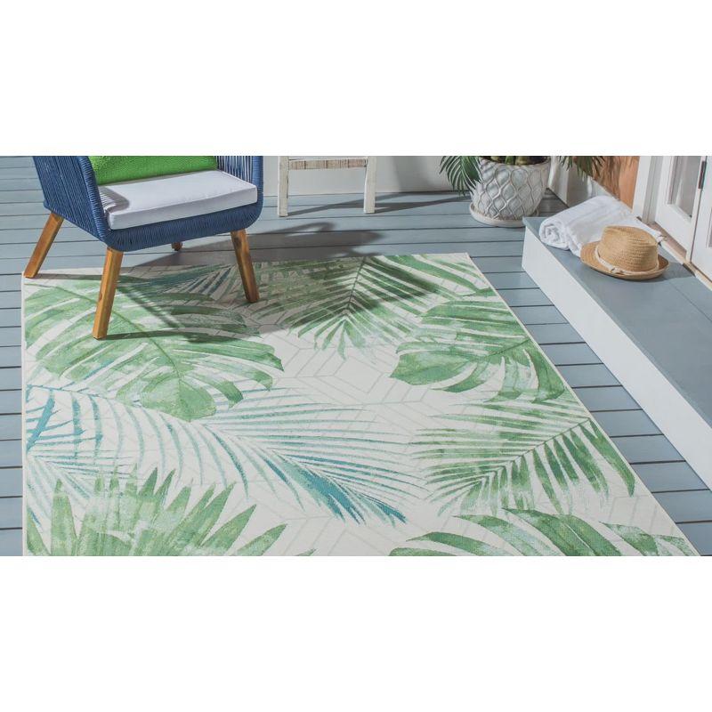 Tropical Bliss Green/Teal Synthetic 5' x 7' Outdoor Area Rug