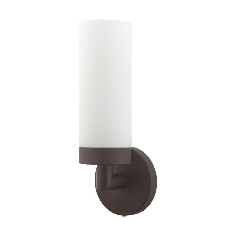 Aero Bronze 1-Light Wall Sconce with Satin Opal White Glass