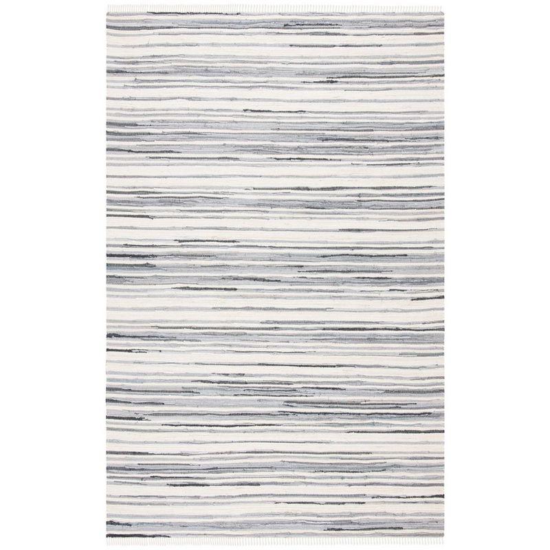 Rag Rug RAR126 Hand Woven Indoor Area Rug - 5'x8' - Ivory/Grey - Safavieh