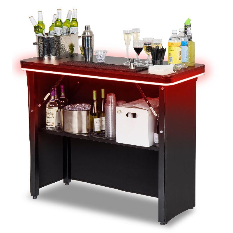 GoPong GoBar PRO LED Commercial Grade Portable Bar Table with Multi-Color Lights - 47.5 x 19 x 38 IN