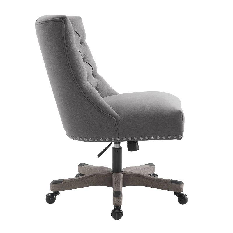 Della Plush Gray LiveSmart Fabric Task Chair with Wood Base