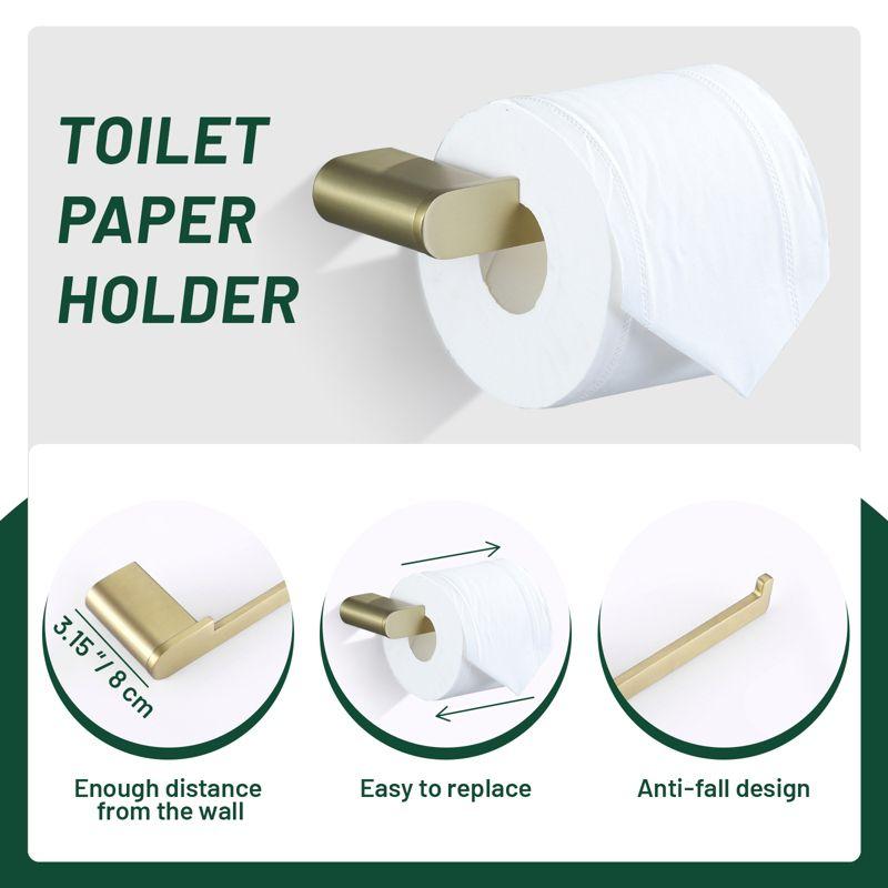 Cobbe Bathroom Hardware 4-Piece Set, Brushed Gold Bathroom Accessories Set with Towel Rack, Hand Towel Bar, Towel Hook, Toilet Paper Holder