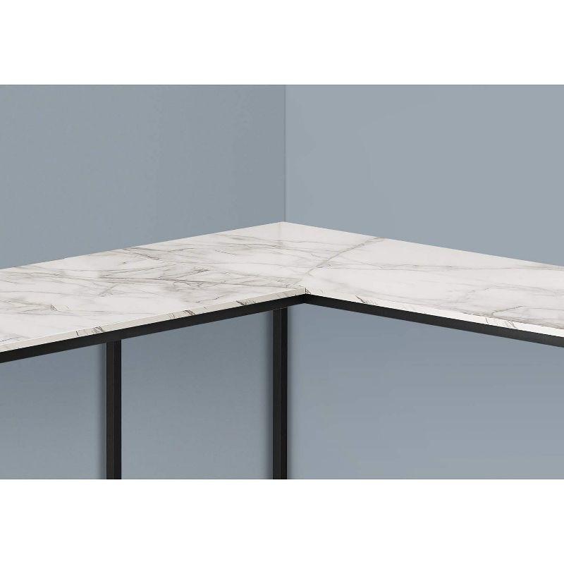 Monarch Specialties Computer Desk Home Office Corner 58InchL L Shape Work Laptop Metal Laminate White Marble Look Black Contemporary Modern