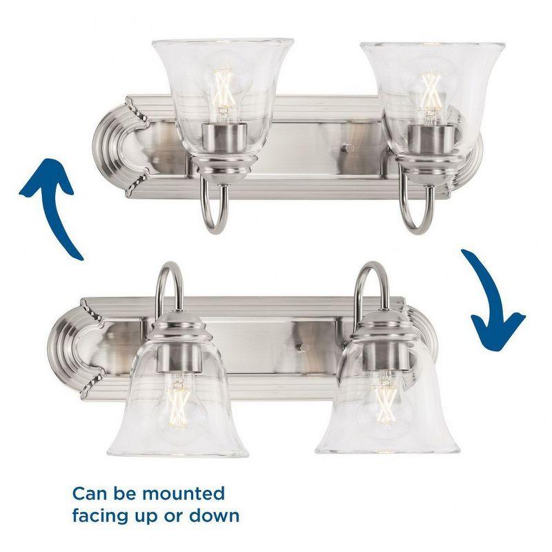 Progress Lighting, Calhoun Collection, 2-Light Vanity Light, Brushed Nickel, Clear Glass Shades, Material: Steel