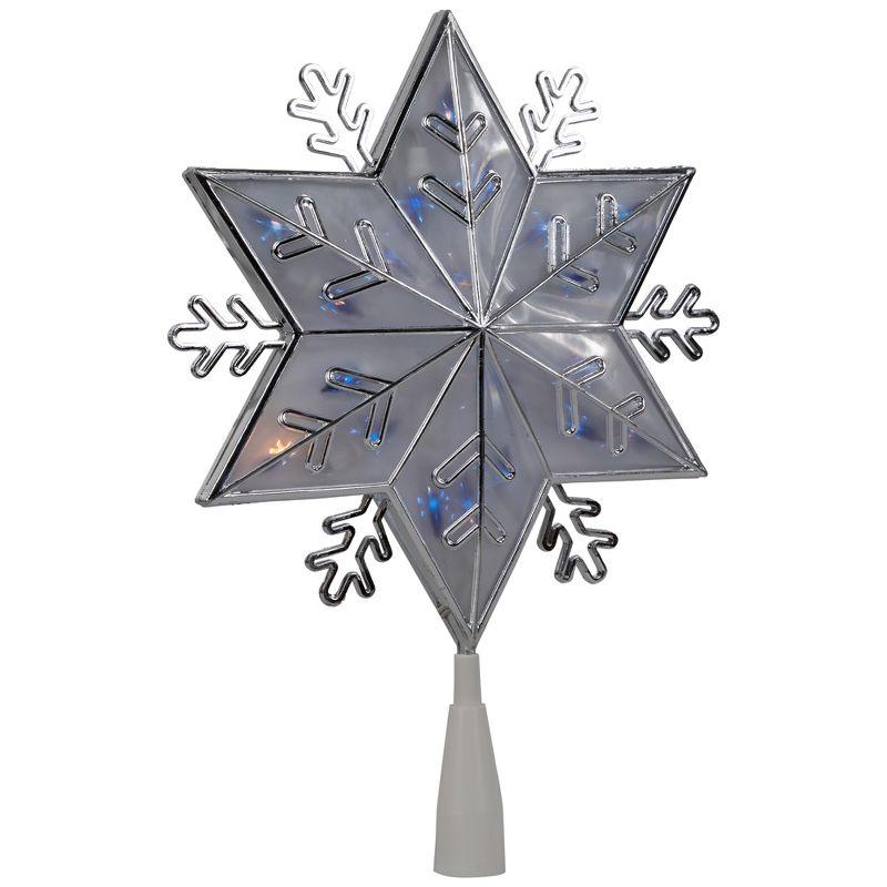 Northlight 10" Silver Snowflake Lighted Christmas Tree Topper - Blue Lights