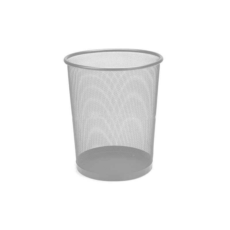 Silver Stainless Steel Mesh Office Trash Can, 12" x 14.5"