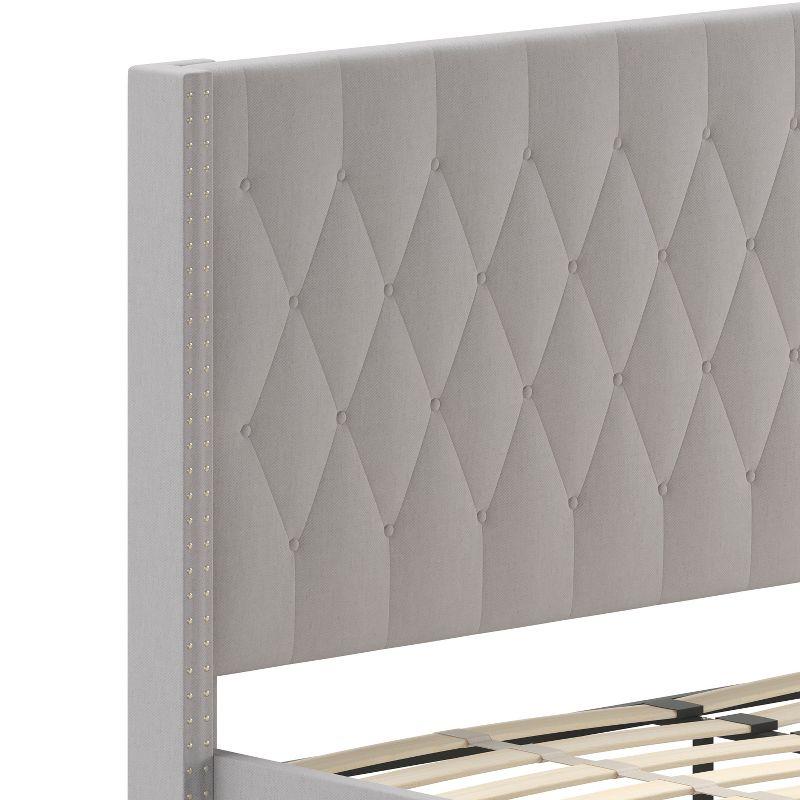 Flash Furniture Riverdale Queen Size Tufted Upholstered Platform Bed in Light Gray Fabric